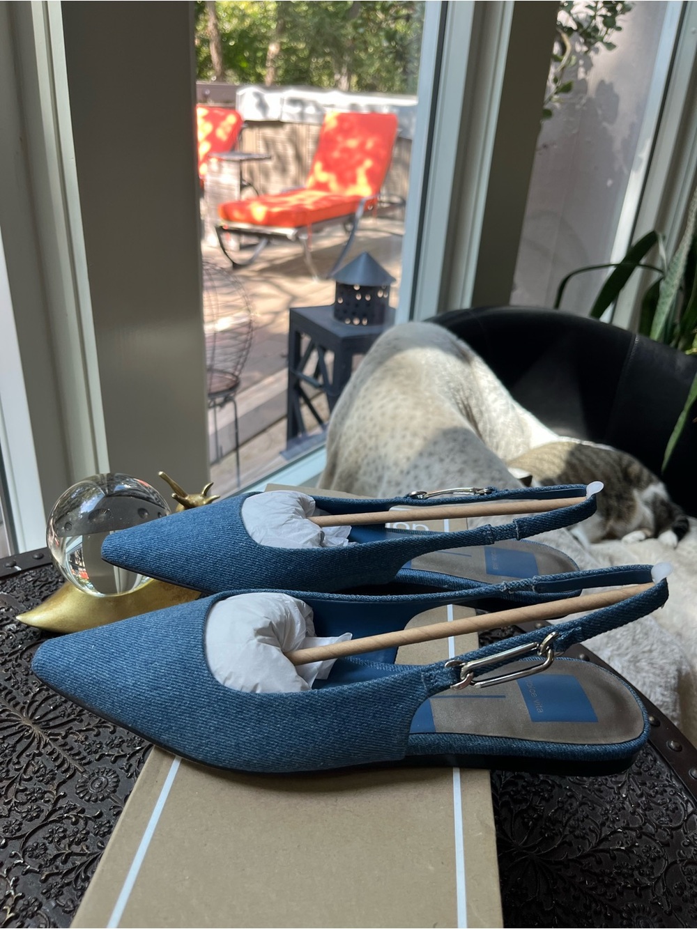 DOLCE VITA ELLEY BLUE DENIM SLINGBACK FLATS 8